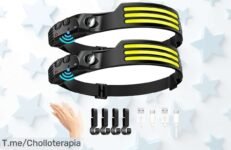 linterna frontal led cob recargable usb con sensor de inducción ofrece luz potente y manos libres ideal para pesca y acampada aprovecha este descontón brutal precio loco limitada oferta ¡compra ya!