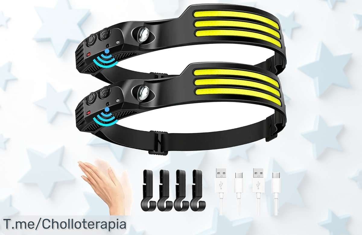 linterna frontal led cob recargable usb con sensor de inducción ofrece luz potente y manos libres ideal para pesca y acampada aprovecha este descontón brutal precio loco limitada oferta ¡compra ya!