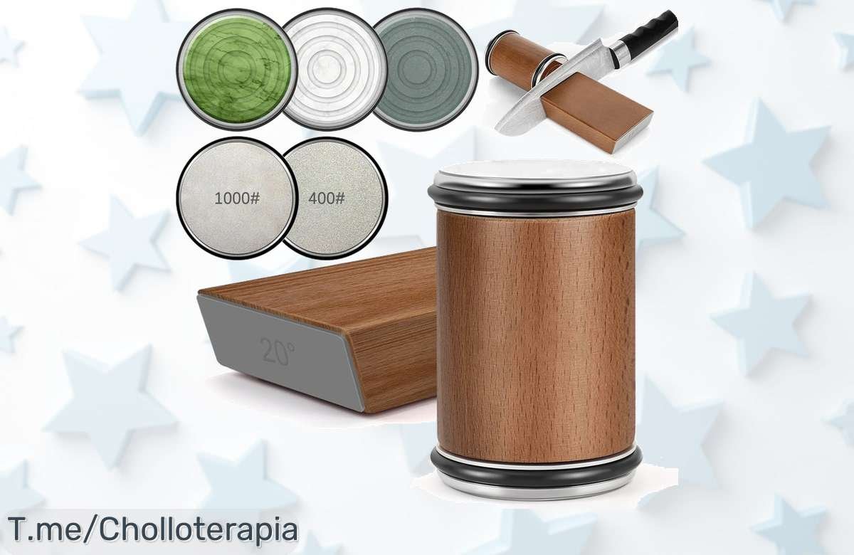 Afilador rodante con ángulo mágico 15/20 grados para cortar como un chef Experiencia única super chollo y descuento brutal ¡aprovecha este precio loco ya!