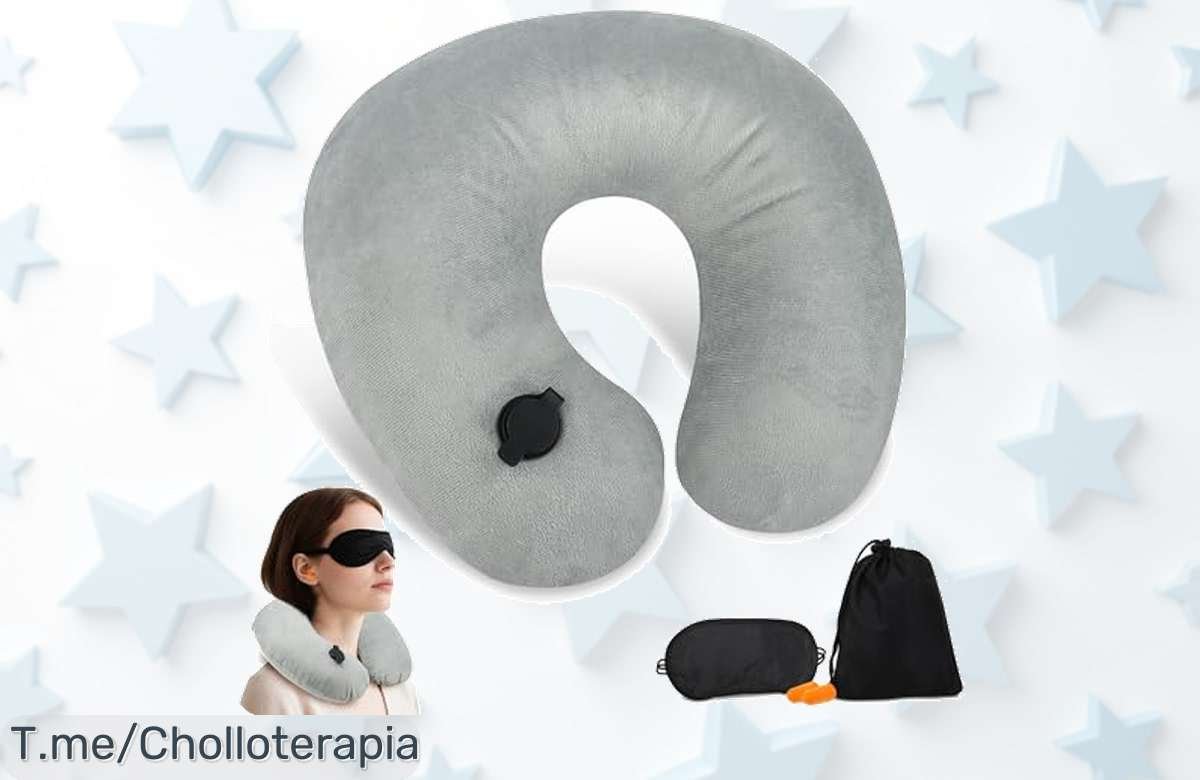 Almohada de viaje hinchable con antifaz y tapones disfruta del máximo confort donde sea aprovecha este super chollo con descuento brutal oferta limitada ¡compra ya!
