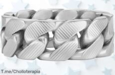 Anillo de cadena Harlow para hombre en acero inoxidable con textura única precio loco super chollo resistente moderno aprovecha este ofertón nunca visto ¡compra ya!