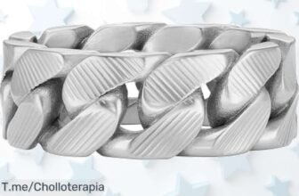 Anillo de cadena Harlow para hombre en acero inoxidable con textura única precio loco super chollo resistente moderno aprovecha este ofertón nunca visto ¡compra ya!