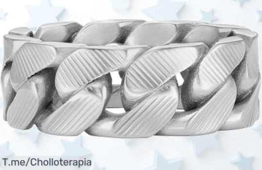 Anillo de cadena Harlow para hombre en acero inoxidable con textura única precio loco super chollo resistente moderno aprovecha este ofertón nunca visto ¡compra ya!