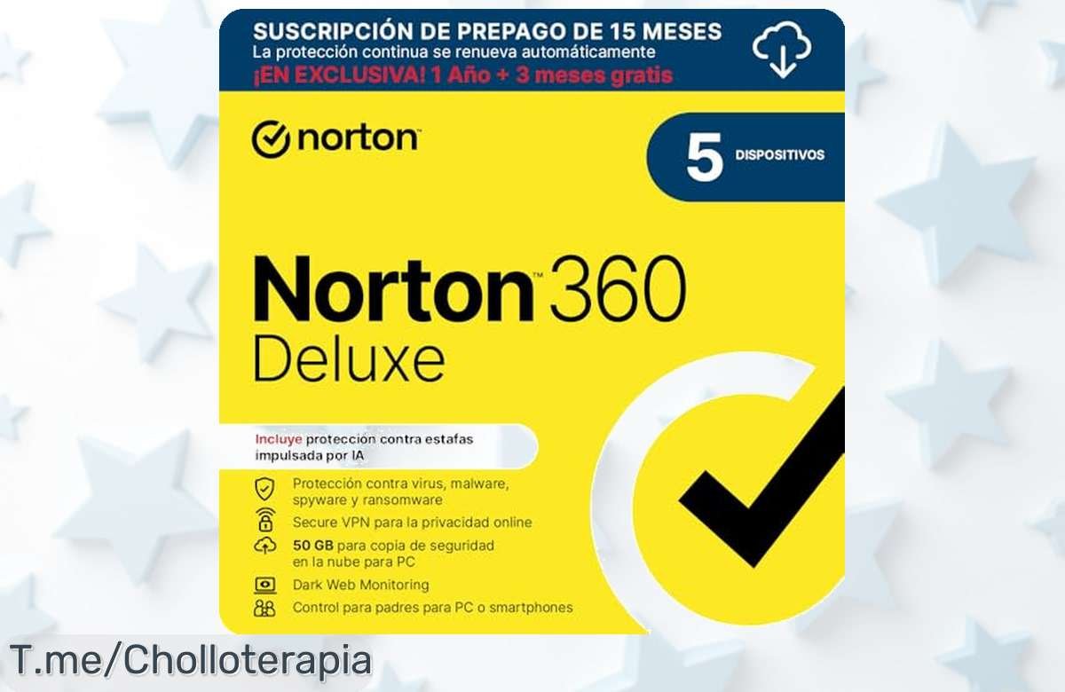 Antivirus Norton 360 Deluxe con protección para 5 dispositivos y VPN segura a precio loco nunca visto aprovecha este super chollo antes que se acabe compra ya