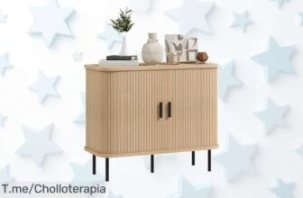 Aparador vintage HOMCOM con puertas correderas súper estable y ahorro de espacio disfruta este super chollo con descuento brutal oferta nunca vista ¡compra ya precio loco!