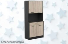 Armario buffet roble y negro con puertas abatibles el super chollo para organizar tu cocina precio de ganga nunca visto ¡date prisa quedan pocas unidades!