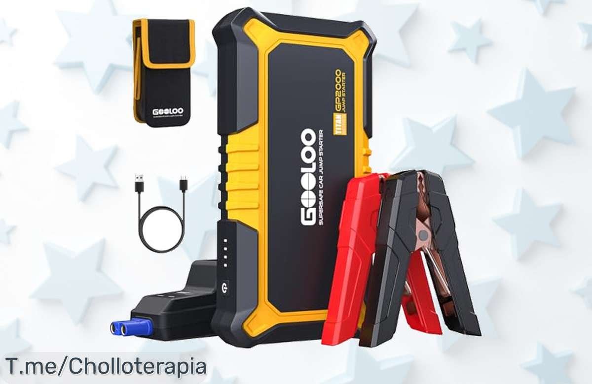 Arrancador Gooloo 2000A con linterna LED precio loco potencia brutal para grandes motores super chollo descuento nunca visto solo hoy ¡aprovecha ya este ofertón limitado!