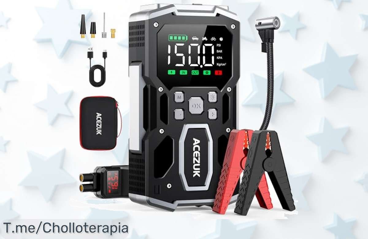 Arrancador con compresor ACEZUK 7000A de power brutal y carga rápida disfruta del súper chollo con descuento brutal y precio loco que no puedes dejar pasar actúa ya