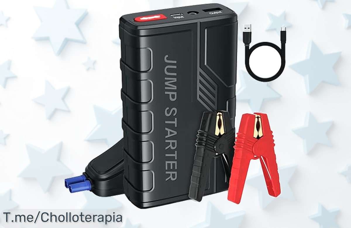 Arrancador portátil 1500 A con linterna y carga móvil oferta limitada con descuento brutal en un super chollo que arranca tu coche al instante no te lo pierdas actúa ya