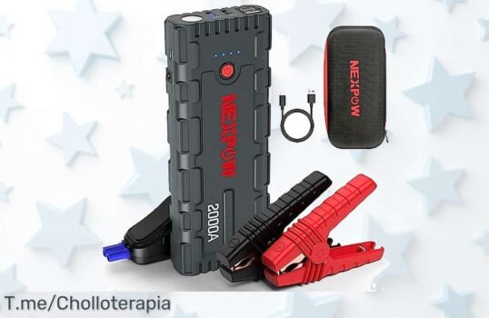 Arrancador potente que enciende motores grandes al instante batería dura un año linterna SOS incluido aprovecha este ofertón precio loco y descuento brutal ¡compra ya!