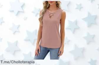 Atxnn camiseta sin mangas mujer diseño cruzado con cuello en v precio loco que resalta tu estilo único aprovecha este ofertón nunca visto antes solo por tiempo limitado
