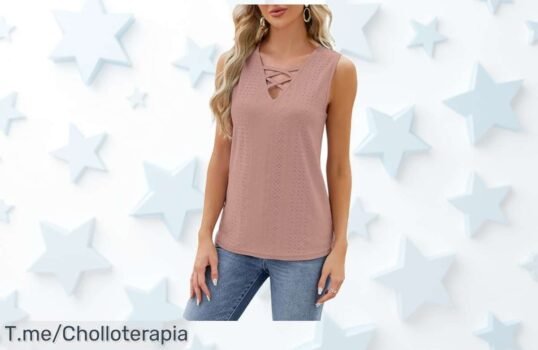 Atxnn camiseta sin mangas mujer diseño cruzado con cuello en v precio loco que resalta tu estilo único aprovecha este ofertón nunca visto antes solo por tiempo limitado