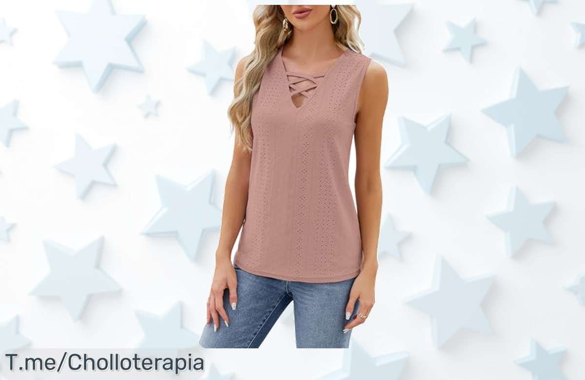 Atxnn camiseta sin mangas mujer diseño cruzado con cuello en v precio loco que resalta tu estilo único aprovecha este ofertón nunca visto antes solo por tiempo limitado