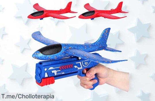 Avión juguete con pistola lanzadora y planeadores de espuma en un ofertón nunca visto precio loco para volar alto y divertirte ya no esperes más compra ahora