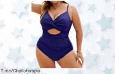 Bañador mujer talla grande efecto vientre plano y push up que realza curvas vintage azul marino en super chollo con descuento brutal corre ya no lo dejes pasar