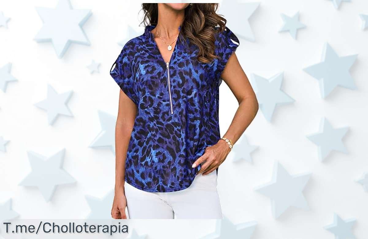 Blusa Grace Karin verano con cremallera metálica y estampado tropical única aprovecha este ofertón nunca visto precio loco y descuento brutal corre ya antes que se agote