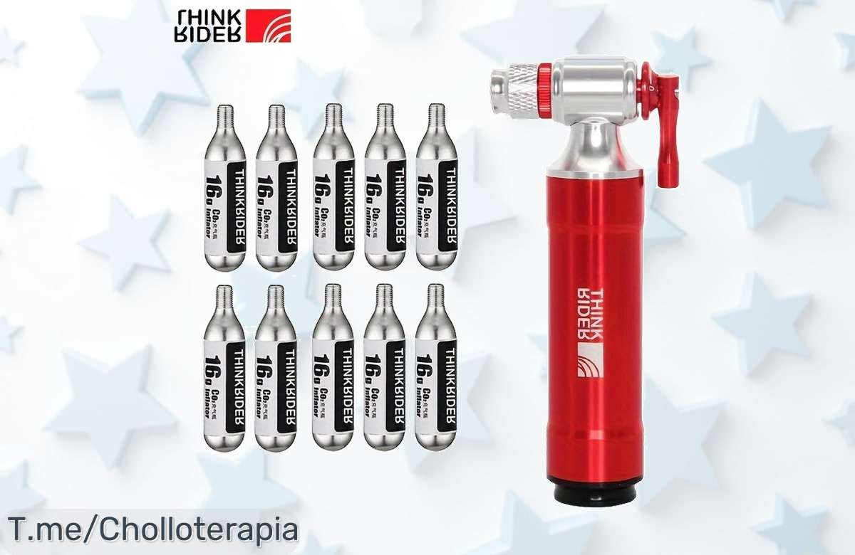Bomba de CO2 ThinkRider con adaptador todo en uno para inflado rápido y sin líos precio loco y descuento brutal que no volverás a ver ¡compra ya antes que se agote!