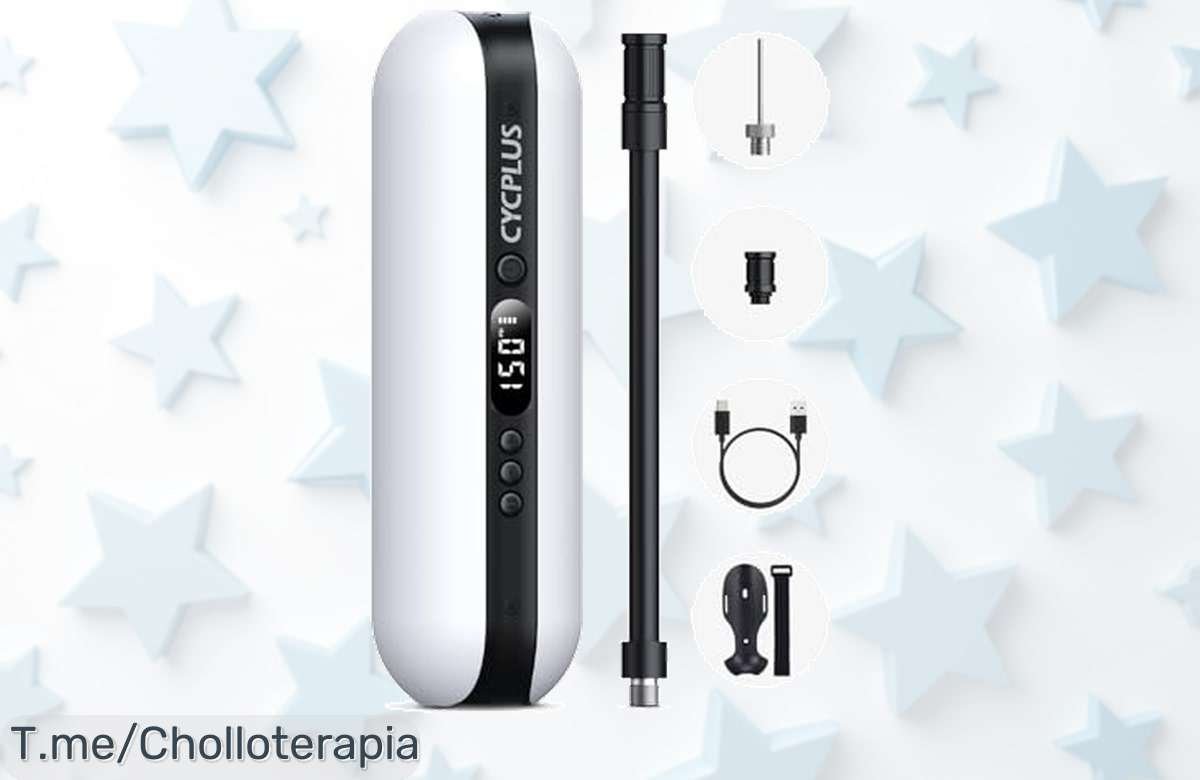 Bomba de aire CYCPLUS con batería potente y linterna LED disfruta del ofertón exclusivo que infla rápido a precio loco aprovecha este descuento brutal antes que se agote