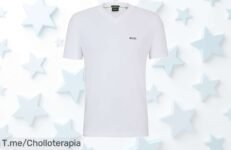 Boss té V blanca para hombre con tela superfina que se siente genial y detalles únicos en un ofertón de precio loco nunca visto aprovecha este descuento brutal antes que desaparezca