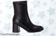 Botín mujer negro con tacón y cremallera lateral diseño moderno precio de ganga descuento brutal nunca visto aprovecha este ofertón único antes que se agote