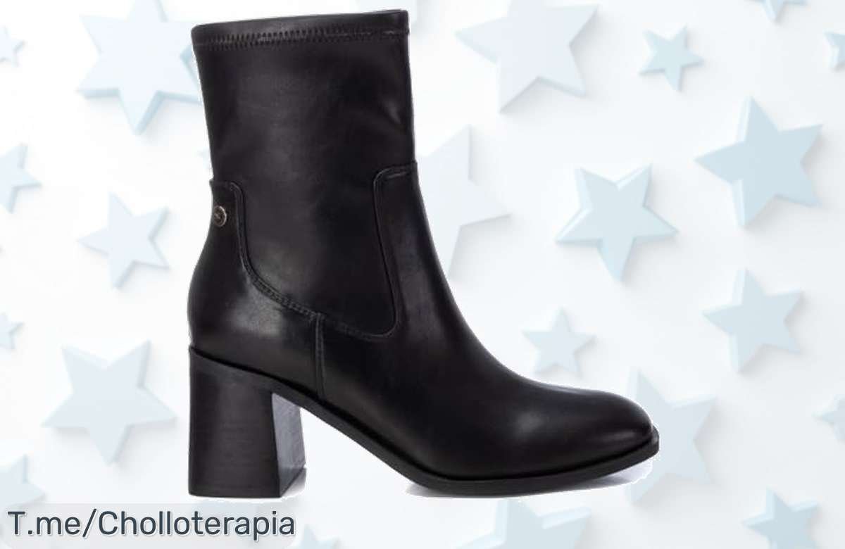 Botín mujer negro con tacón y cremallera lateral diseño moderno precio de ganga descuento brutal nunca visto aprovecha este ofertón único antes que se agote