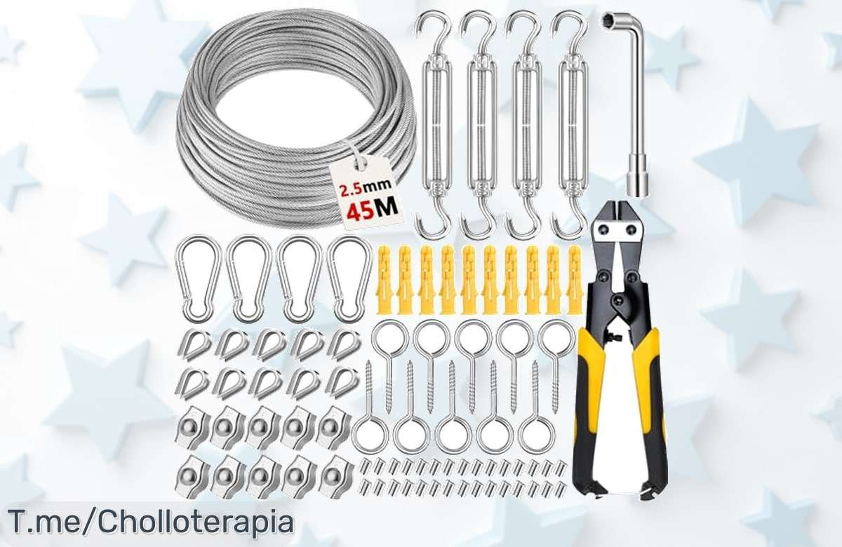 Cable acero inoxidable 304 de 45 m súper fuerte y recubierto con descuento brutal aprovecha este super chollo único nunca visto precio de ganga compra ya antes que se acabe