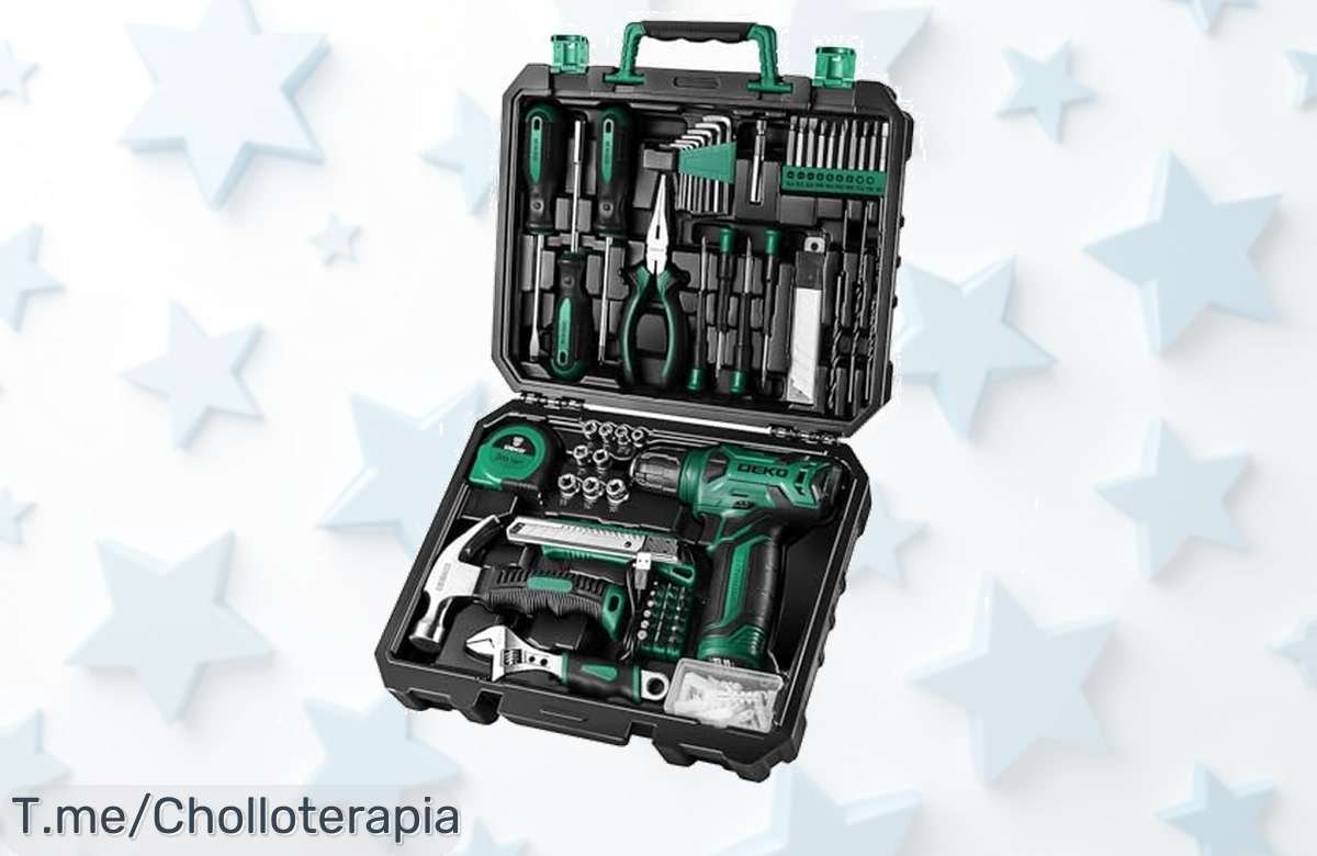 Caja de herramientas completa DEKO con luz LED y taladro 8V oferta única precio loco super chollo descuento brutal ¡no esperes más aprovecha ya!