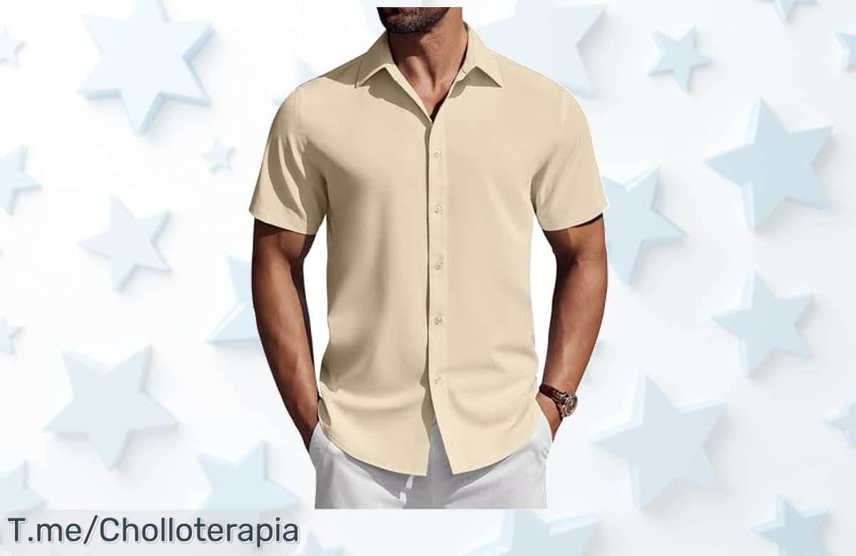 Camisa clásica de manga corta para hombre diseño elegante precio loco y oferta nunca vista corre ya por este super chollo que vuela sin repetirse