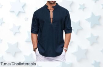 Camisa de lino azul marino Coofandy para hombre, diseño fresco y versátil que acaba de bajar con un precio muy bajo; aprovecha este ofertón limitado, quedan pocas unidades ¡pásate ya antes que vuele!