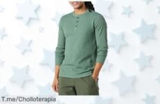 Camisa henley de manga larga con textura gofre única a precio loco disfruta un confort que enamora aprovecha este super chollo antes que se agote