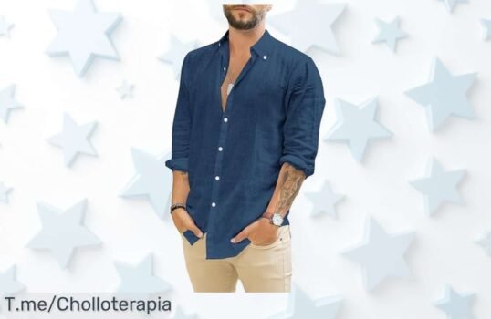 Camisa lino hombre azul marino con bolsillos en super chollo precio loco ¡ofertón nunca visto para un verano fresco y clásico actúa ya oportunidad limitada!