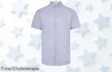 Camisa manga corta stretch con cuello italiano única a un precio loco nunca visto aprovecha este super chollo con descuento brutal oferta limitada ¡compra ya!
