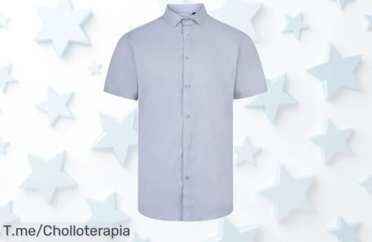 Camisa manga corta stretch con cuello italiano única a un precio loco nunca visto aprovecha este super chollo con descuento brutal oferta limitada ¡compra ya!