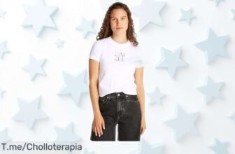 Camiseta Calvin Klein para mujer con diseño icónico y ajuste perfecto rebajada a precio loco, ¡palabra que no verás otra vez! Date prisa porque este super chollo vuela y te va a encantar llevarla puesta hoy mismo