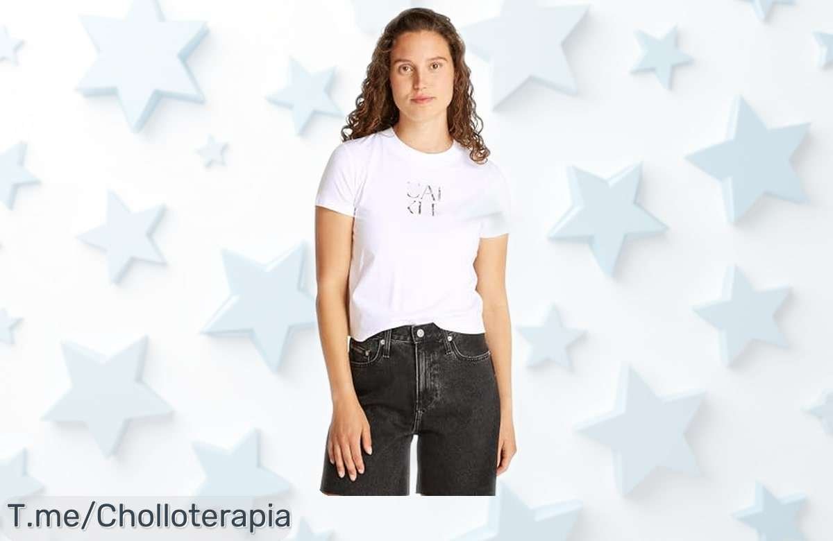 Camiseta Calvin Klein para mujer con diseño icónico y ajuste perfecto rebajada a precio loco, ¡palabra que no verás otra vez! Date prisa porque este super chollo vuela y te va a encantar llevarla puesta hoy mismo.