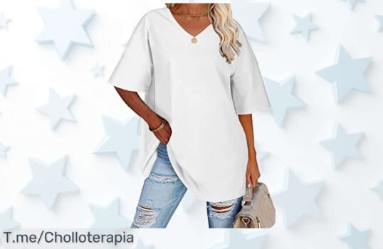 Camiseta blanca mujer manga corta con escote en V y tela que no transparenta a precio loco super chollo descuento brutal nunca visto oferta limitada ¡compra ya!