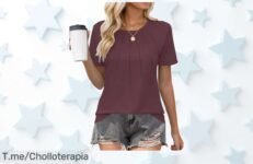 Camiseta borgoña mujer suelta con diseño único precio loco y descuento brutal nunca visto un ofertón que vuela para que luzcas perfecta corre a comprar ya