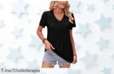 Camiseta mujer Raysón cuello en V moderna y estilizada perfecta para verano rebajada al máximo con unidades limitadas aprovecha este super chollo antes de que desaparezca para siempre