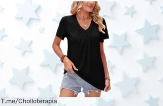 Camiseta mujer Raysón cuello en V moderna y estilizada perfecta para verano rebajada al máximo con unidades limitadas aprovecha este super chollo antes de que desaparezca para siempre