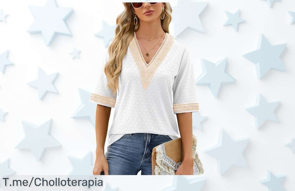 Camiseta mujer con encaje delicado atxnn blanca es un ofertón único con descuento brutal que te da estilo y frescura al mejor precio de ganga aprovecha ya este super chollo limitado