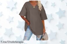 Camiseta mujer talla grande cuello en V suave y ligera super chollo con descuento brutal para lucir verano perfecta oferta limitada no dejes que se te escape