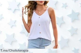 Camiseta sin mangas blanca súper ligera y con botones que marcan estilo un ofertón nunca visto al mejor precio de ganga apúrate antes que se agote