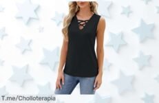 Camiseta sin mangas mujer con diseño cruzado que realza tu figura a precio loco nunca visto aprovecha este descuentazo y consigue tu super chollo antes que se agote