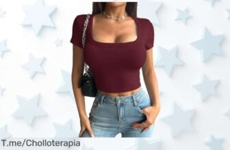 Camiseta slim fit mujer con corte corto y cuello en U cuerpo definido al máximo precio de ganga nunca visto ¡aprovecha el ofertón antes que se acabe!