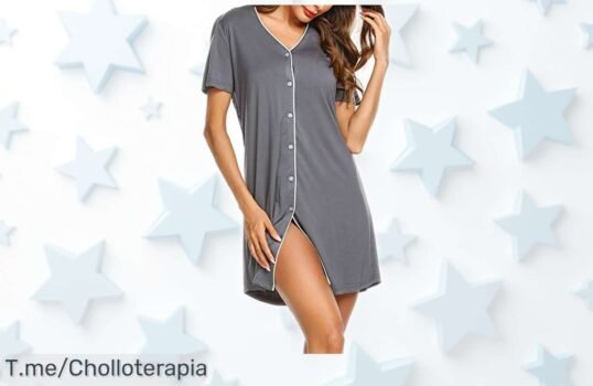 Camisón de mujer Ekouaer con diseño clásico y cuello en V, precio rebajado por tiempo limitado, ideal para renovar tu verano con estilo; ¡aprovecha este super chollo antes que desaparezca!