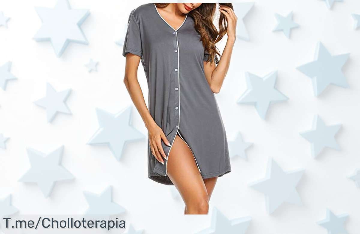 Camisón de mujer Ekouaer con diseño clásico y cuello en V, precio rebajado por tiempo limitado, ideal para renovar tu verano con estilo; ¡aprovecha este super chollo antes que desaparezca!