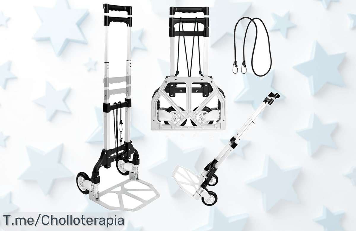 Carretilla de mano plegable súper práctica y ligera con diseño para subir escaleras a un precio loco que no volverás a ver aprovecha este ofertón ya antes que se acabe