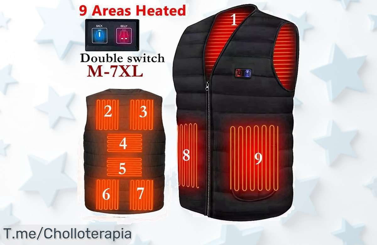 Chaleco con calefacción inteligente 9 zonas calientes para olvidarte del frío ahora precio loco y descuento brutal único aprovecha este ofertón de verdad limitado