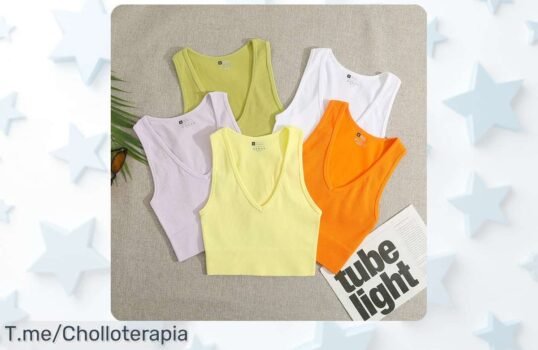 Chaleco de yoga policromático sin costuras con cuello en V combina elasticidad y estilo en un ofertón con descuento brutal por tiempo limitado ¡aprovecha ya!