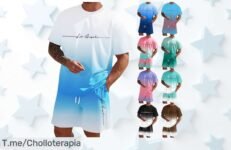 Chándal para hombre verano 2 piezas fresquito y transpirable con descuento brutal precio loco en un ofertón nunca visto aprovecha ya esta ganga limitada